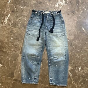 NWOT Free People We The Free painter splatter barrel jeans 24